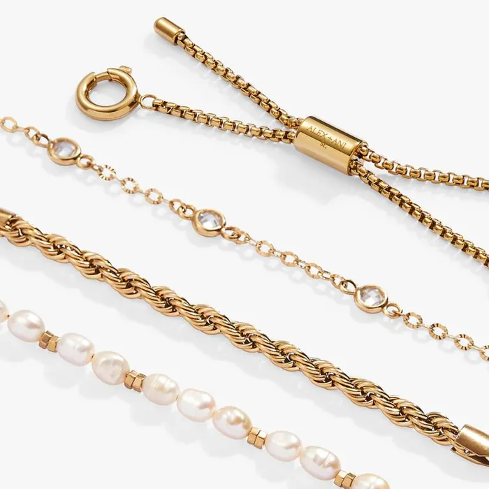 Crystal Pearl Stranded Bracelet Set Stainless Steel Gold Women Alex And Ani Graduation Crystal Pearl Stranded Bracelet Set Stainless Steel Gold Women Alex And Ani Graduation