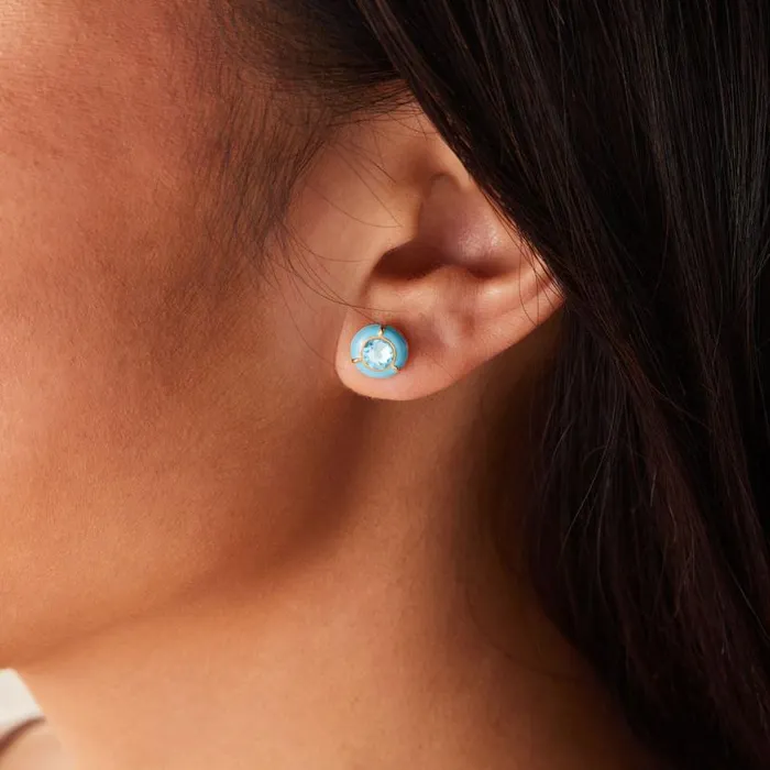 Crystal Stud Earrings Sky Blue Silver Women Alex And Ani Earrings
