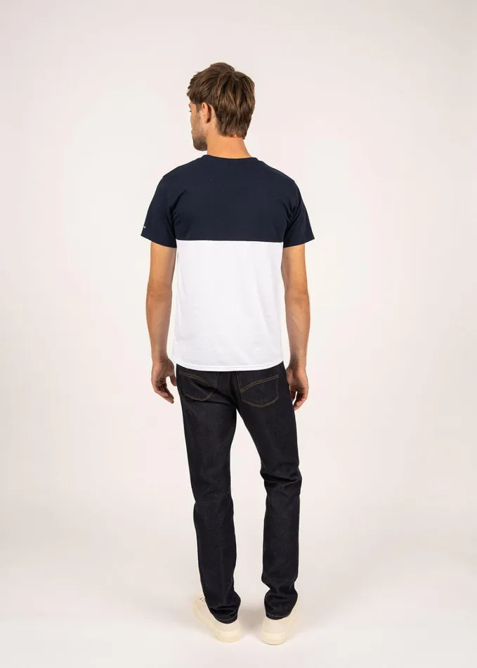 Cyriac Tricolor TShirt By Maison Ft 100 Cotton Whitenavylightblue Men Saint James TShirts and Polos