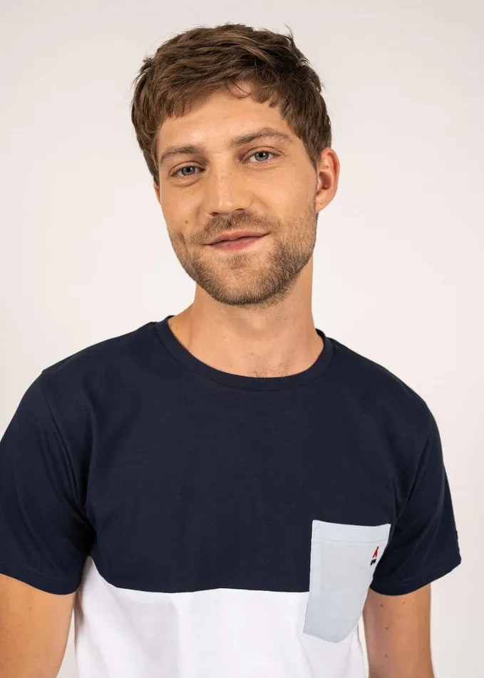 Cyriac Tricolor TShirt By Maison Ft 100 Cotton Whitenavylightblue Men Saint James TShirts and Polos