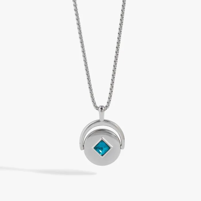 December Birthstone And Flower Flip Charm Necklace Stainless Steel Silver Women Alex And Ani Birthday