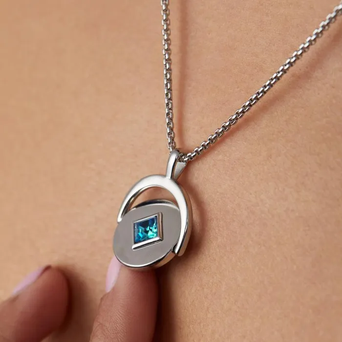 December Birthstone And Flower Flip Charm Necklace Stainless Steel Silver Women Alex And Ani Birthday