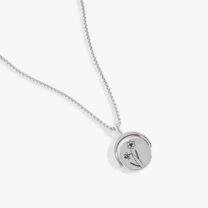 December Birthstone And Flower Flip Charm Necklace Stainless Steel Silver Women Alex And Ani Birthday
