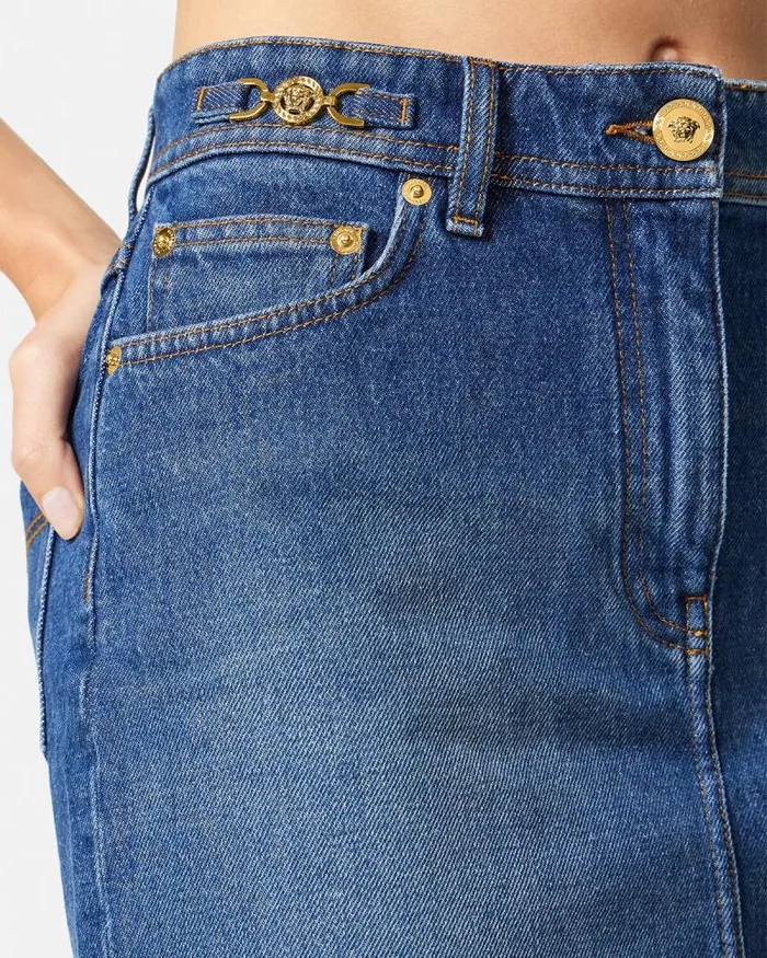 Denim Mini Skirt Blue Women Versace Skirts