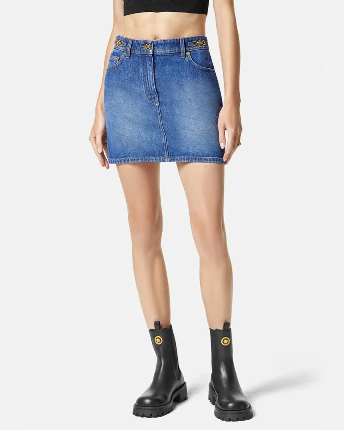 Denim Mini Skirt Blue Women Versace Skirts
