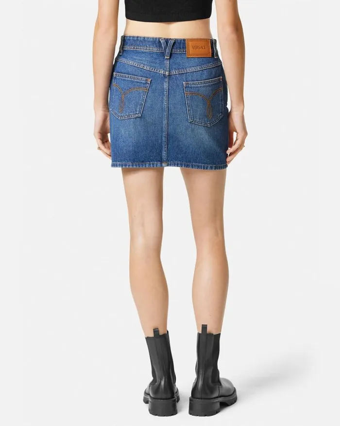 Denim Mini Skirt Blue Women Versace Skirts