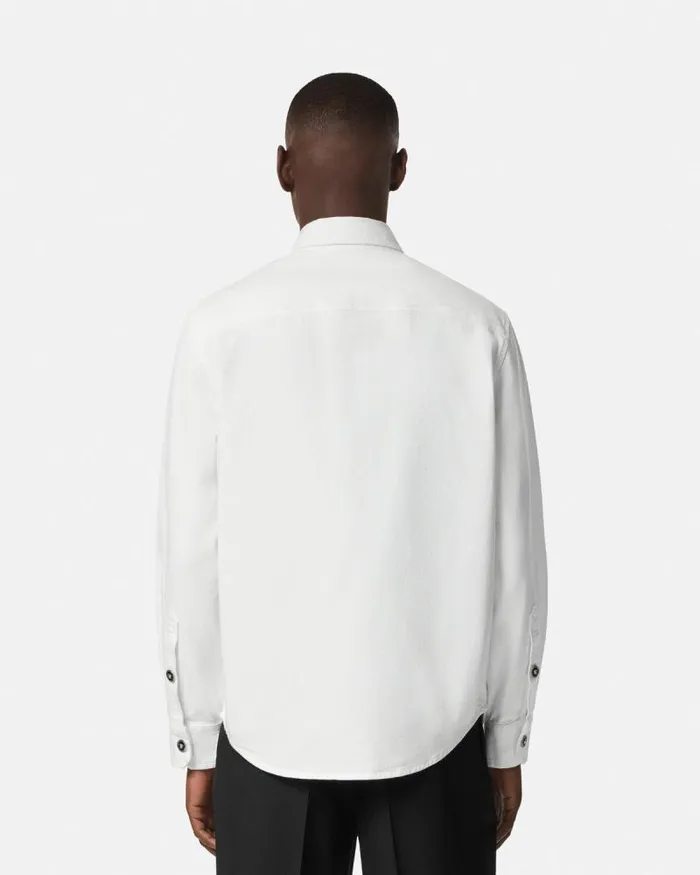 Denim Overshirt White Men Versace Shirts