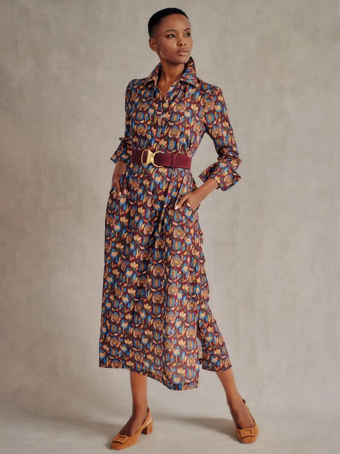 Dresses Women JMcLaughlin Belle Dress In Tiffany Bloom Burgundyblue