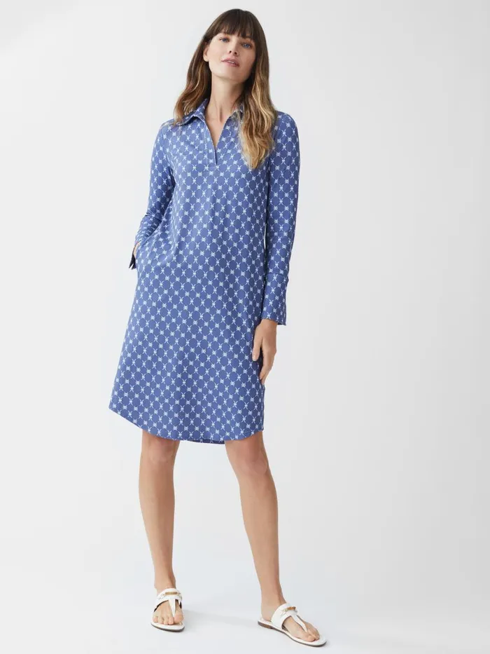 Dresses Women JMcLaughlin Cagney Dress In Sussex Interlock Dark Blueblue