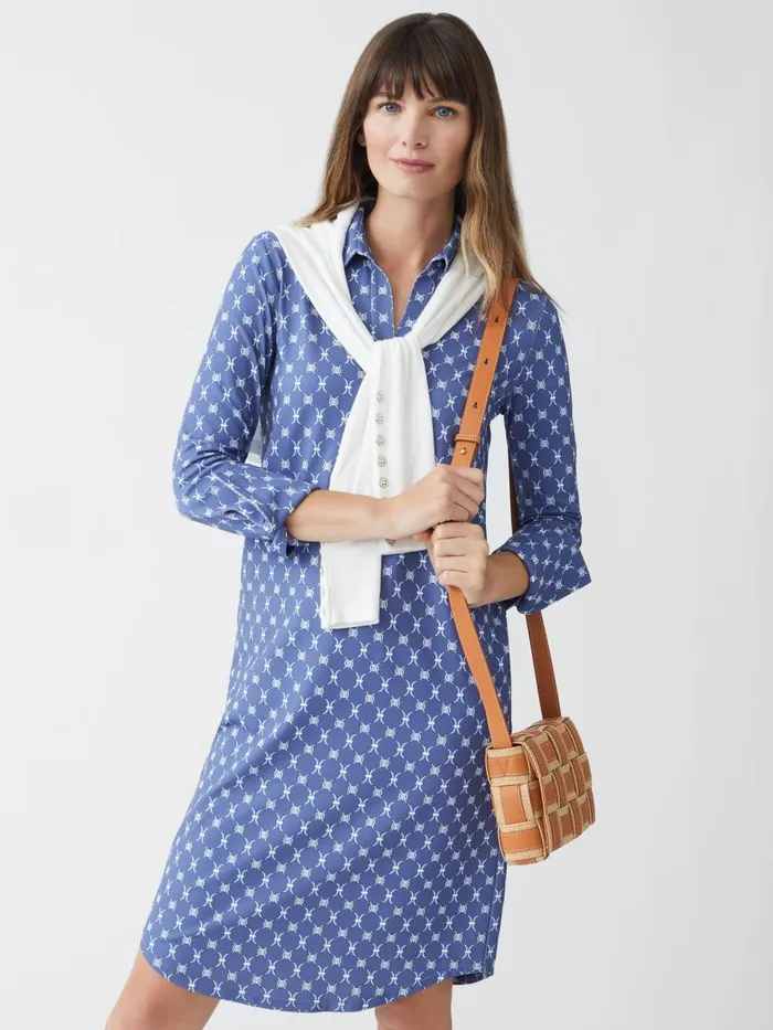 Dresses Women JMcLaughlin Cagney Dress In Sussex Interlock Dark Blueblue Dresses Women JMcLaughlin Cagney Dress In Sussex Interlock Dark Blueblue