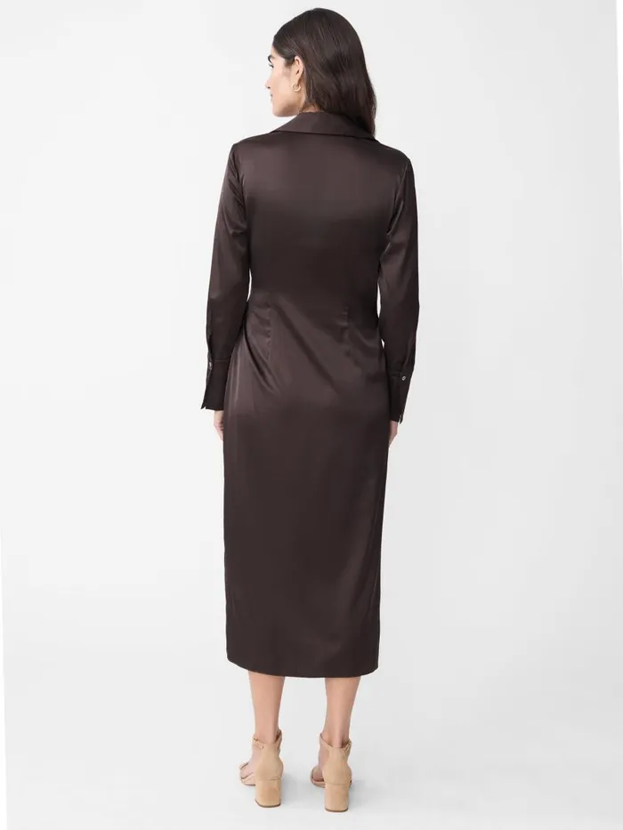 Dresses Women JMcLaughlin Leandra Satin Dress Dark Chocolate Dresses Women JMcLaughlin Leandra Satin Dress Dark Chocolate