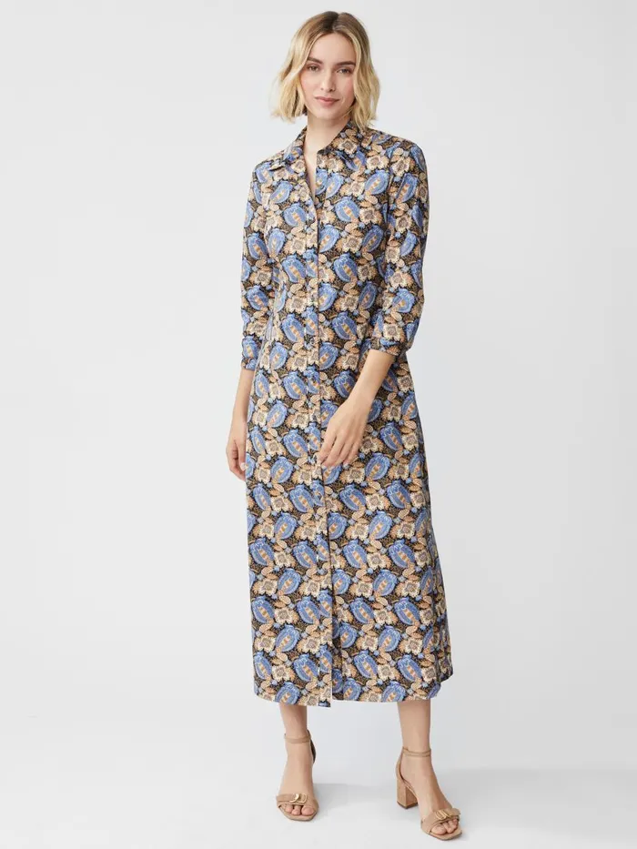 Dresses Women JMcLaughlin Louisa Dress In Pomegranate Grove Camelblue