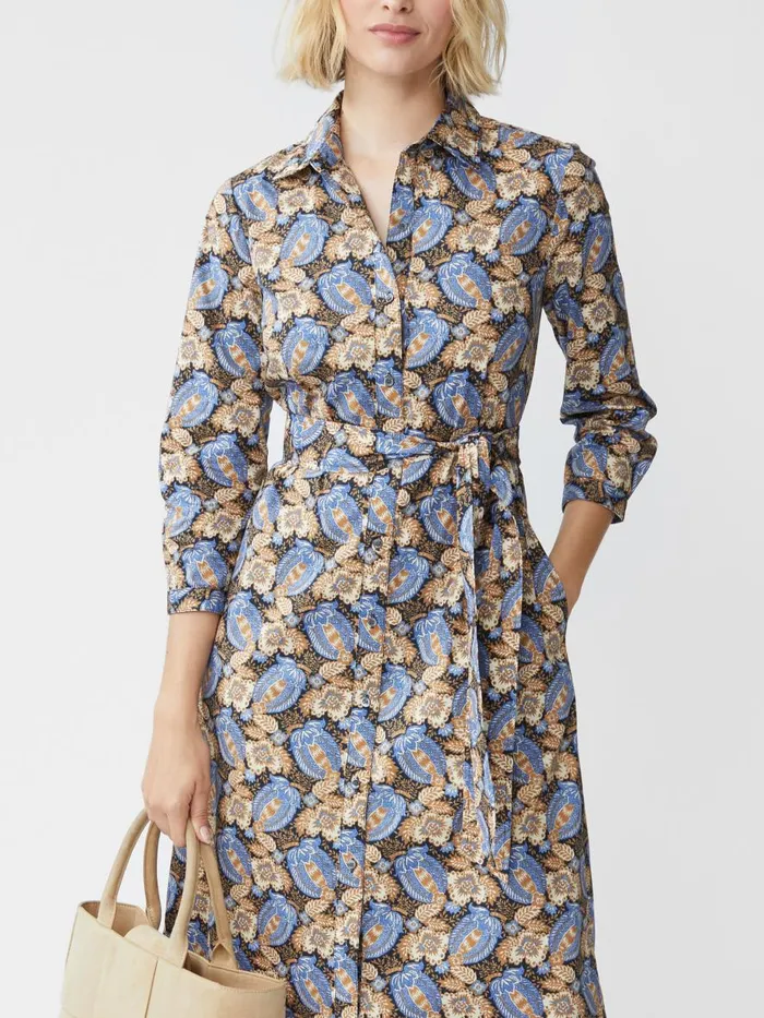 Dresses Women JMcLaughlin Louisa Dress In Pomegranate Grove Camelblue
