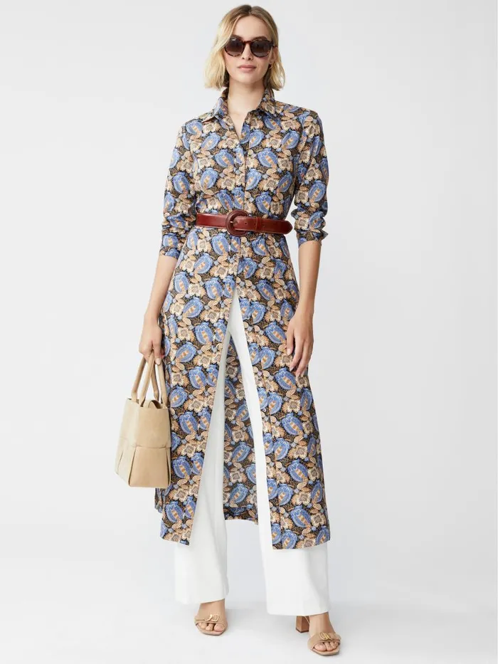 Dresses Women JMcLaughlin Louisa Dress In Pomegranate Grove Camelblue