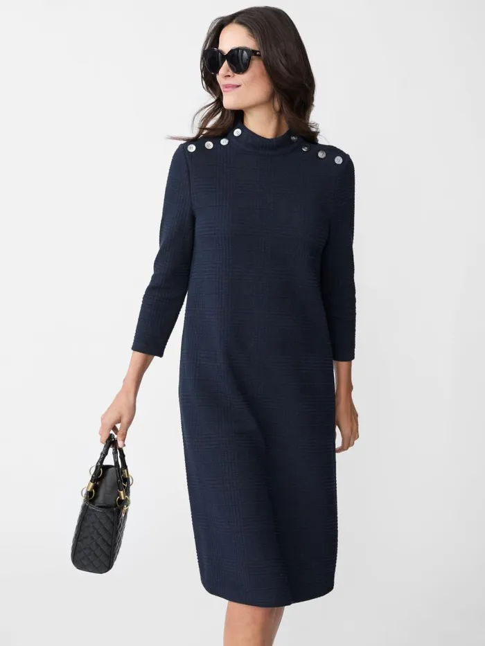Dresses Women JMcLaughlin Mare Dress In Plaid Jacquard Navy Dresses Women JMcLaughlin Mare Dress In Plaid Jacquard Navy