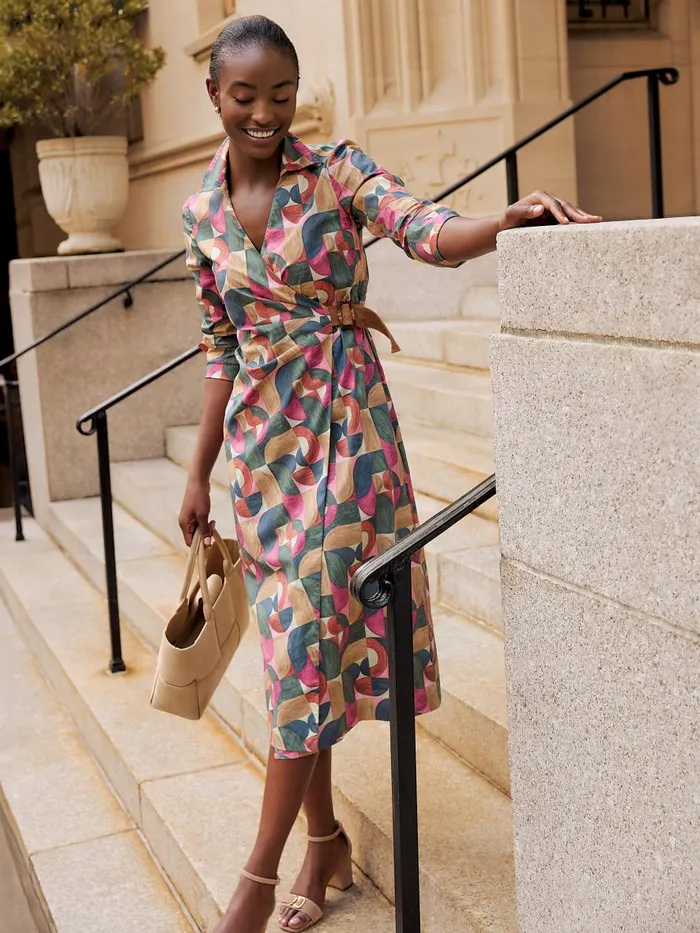 Dresses Women JMcLaughlin Mercer Dress In Geometric Harmony Olivemulti