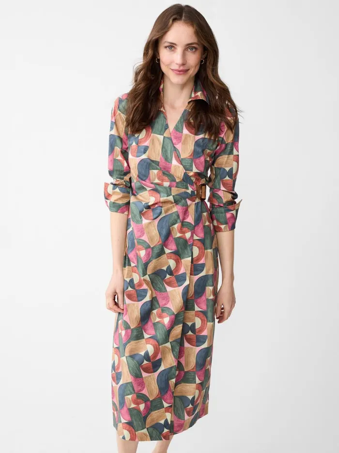 Dresses Women JMcLaughlin Mercer Dress In Geometric Harmony Olivemulti