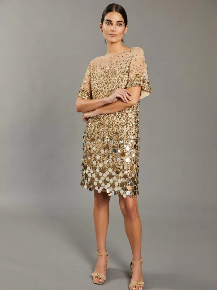 Dresses Women JMcLaughlin Tricia Sequin Dress RSVP X Steven Stolman Gold