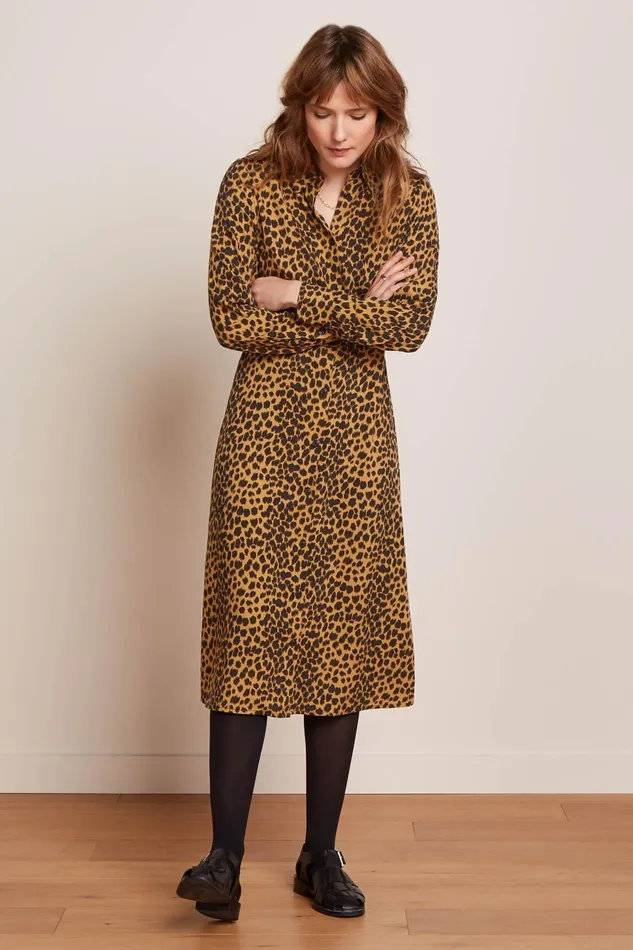 Dresses Women King Louie Mina Dress Tigre Golden Brown 8211 Tigre