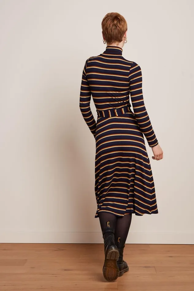 Dresses Women King Louie Rollneck Dress Century Stripe Evening Blue 8211 Century Stripe