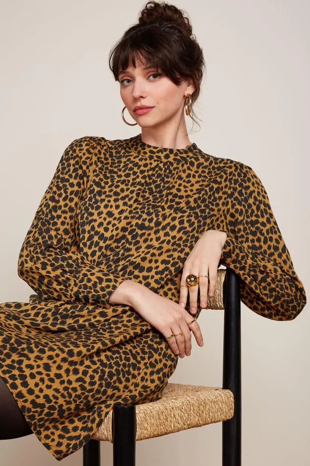 Dresses Women King Louie Sandy Dress Tigre Golden Brown 8211 Tigre