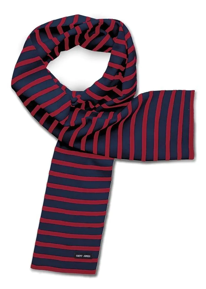 Duguay Striped Scarf In Comfortable Wool Blend Navyred Women Saint James Scarves Duguay Striped Scarf In Comfortable Wool Blend Navyred Women Saint James Scarves