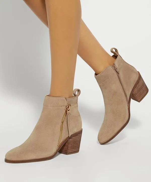 Dune London Ankle Boots Paicing Taupe Block Heel Side Zip Boots Dune London Neutral 8211 Women