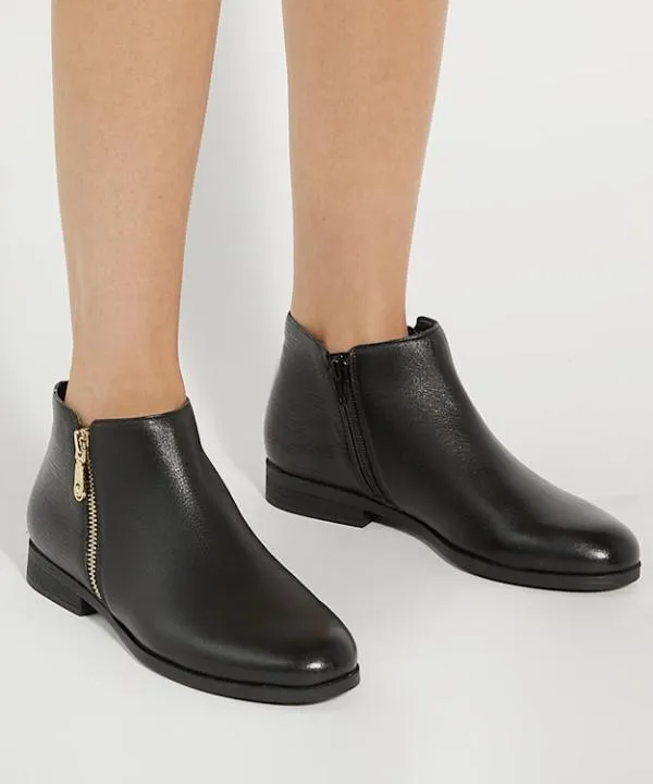 Dune London Ankle Boots Pandias Black Wide Fit Low Heel Leather Boots Dune London Black 8211 Women