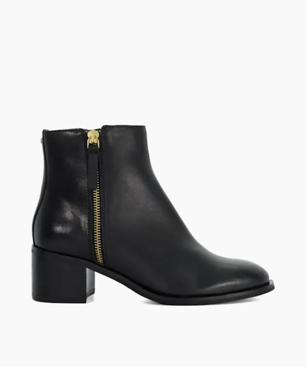Dune London Ankle Boots Pertlie Black Leather Stacked Heel Ankle Boots Dune London Black 8211 Women