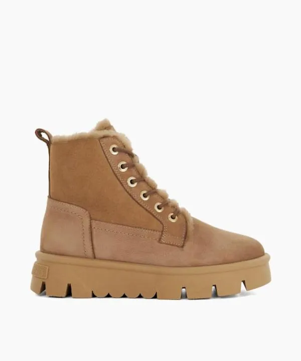 Dune London Ankle Boots Poddings Taupe Chunky BorgLined Boots Dune London Neutral 8211 Women