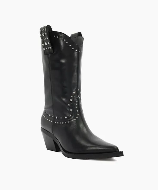 Dune London Ankle Boots Podeo Black Embellished Block Heel Cowboy Boots Dune London Black 8211 Women