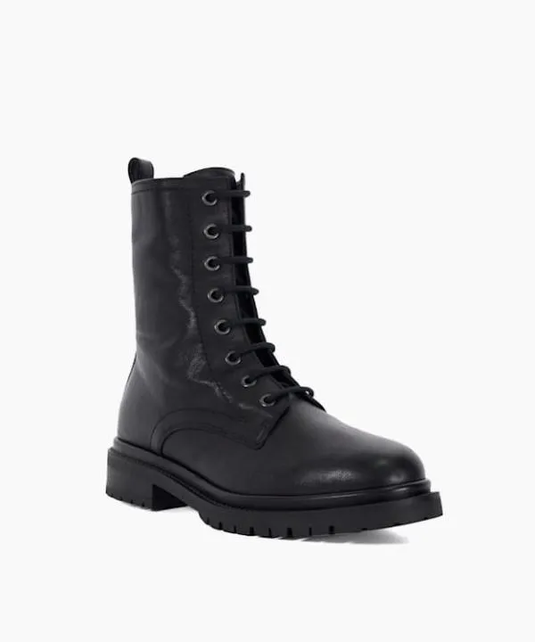 Dune London Ankle Boots Prestonne Black Leather Cleated Sole Biker Boots Dune London Black 8211 Women