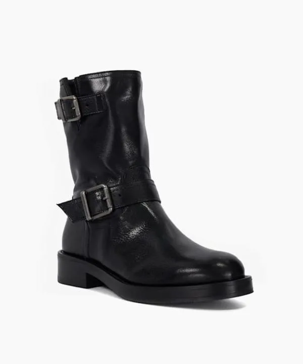 Dune London Biker Boots Pixen Black Buckle Detail Chunky Biker Boots Dune London Black 8211 Women