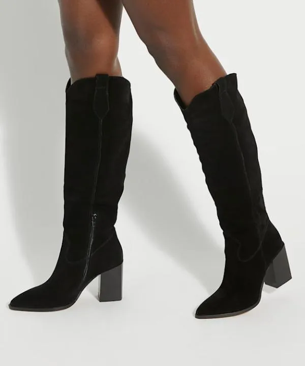 Dune London Black Boots Tavern Black Mid Suede KneeHigh Boots Dune London Black 8211 Women