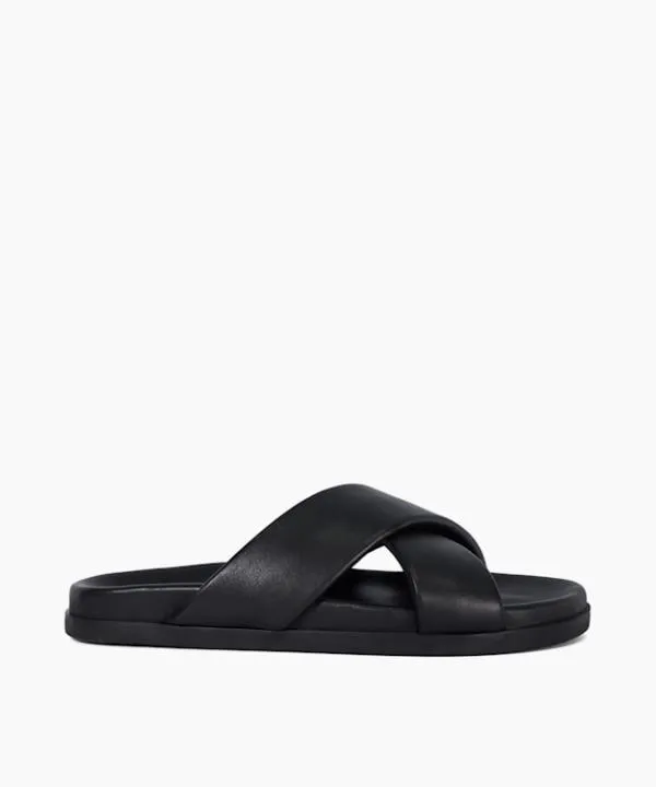 Dune London Casual Sandals Isaacs Black Leather Cross Strap Sandals Dune London Black 8211 Men