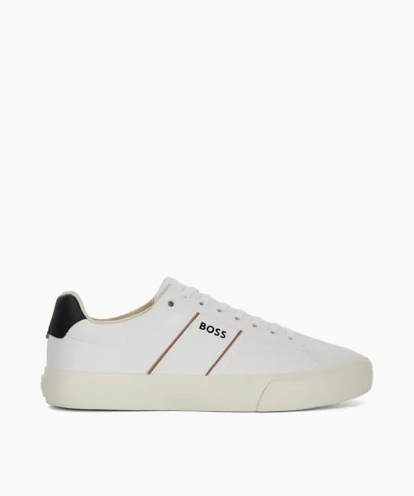 Dune London Casual Shoes Aiden Tenn White Monogram Detail Trainers Dune London White 8211 Men