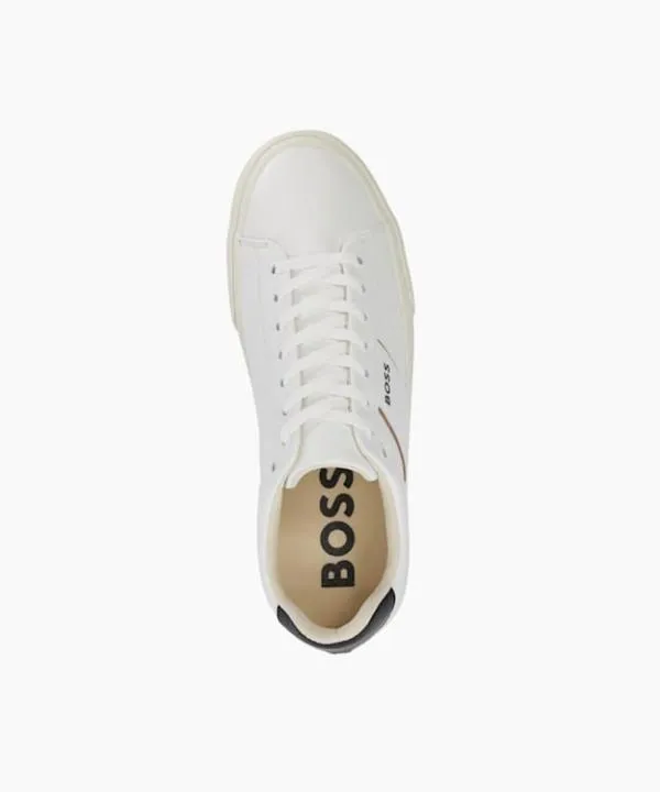 Dune London Casual Shoes Aiden Tenn White Monogram Detail Trainers Dune London White 8211 Men