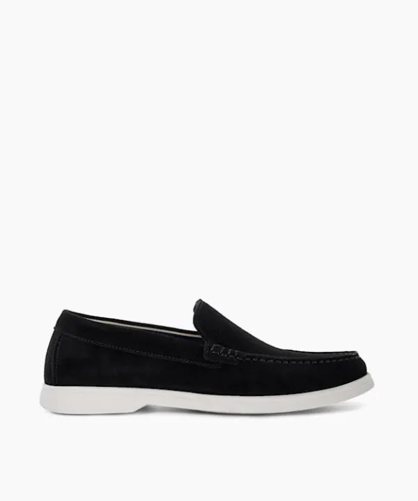 Dune London Casual Shoes Buftonn Black Topstitch Casual Loafers Dune London Black Suede 8211 Men