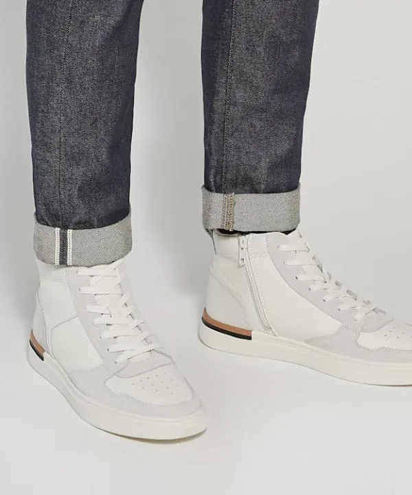 Dune London Casual Shoes Strictly White High Top Perforated Trainers Dune London White 8211 Men Dune London Casual Shoes Strictly White High Top Perforated Trainers Dune London White 8211 Men