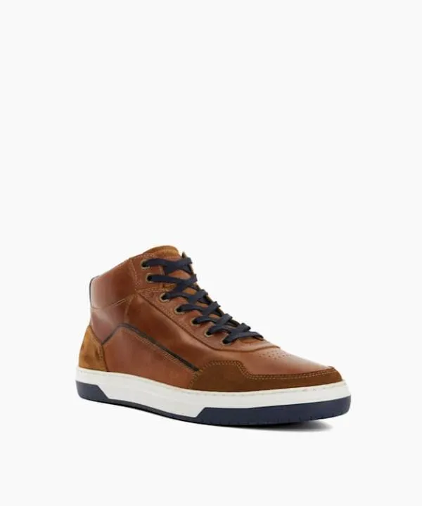 Dune London Casual Shoes Sydnies Tan Contrast Perforated High Top Trainers Dune London Brown 8211 Men Dune London Casual Shoes Sydnies Tan Contrast Perforated High Top Trainers Dune London Brown 8211 Men