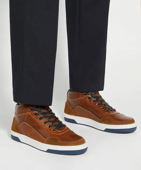 Dune London Casual Shoes Sydnies Tan Contrast Perforated High Top Trainers Dune London Brown 8211 Men Dune London Casual Shoes Sydnies Tan Contrast Perforated High Top Trainers Dune London Brown 8211 Men