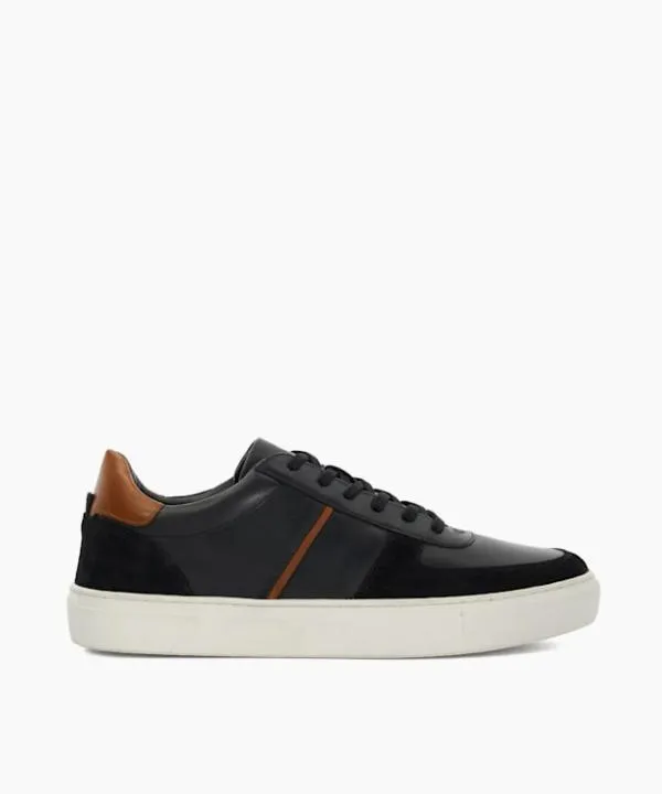 Dune London Casual Shoes Theron Black Leather Panel Detail Trainers Dune London Black 8211 Men
