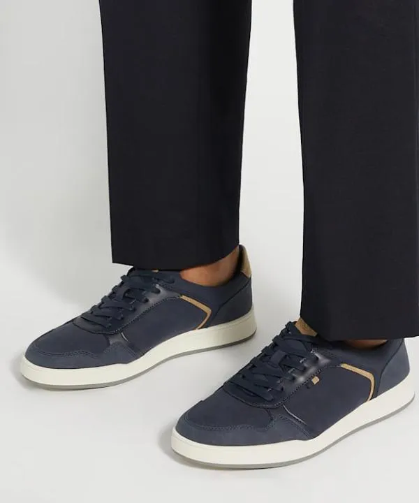 Dune London Casual Shoes Tinted Navy Stitch Detail Lace Up Trainers Dune London Blue 8211 Men