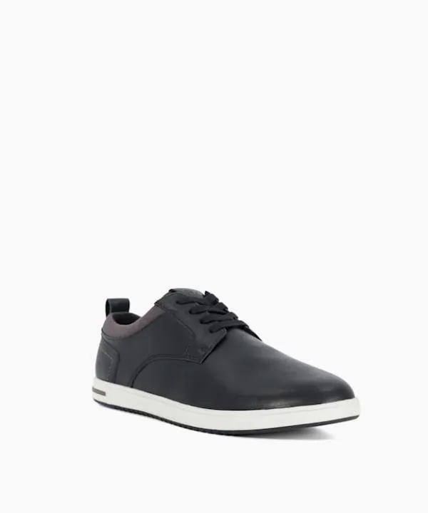 Dune London Casual Shoes Travels Black Wide Fit Leather Laceup Trainer Dune London Black 8211 Men