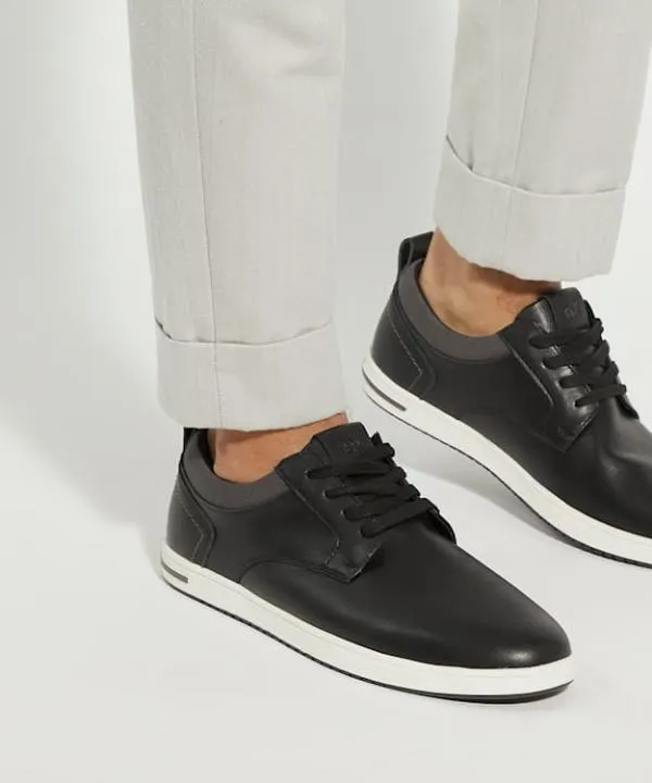 Dune London Casual Shoes Travels Black Wide Fit Leather Laceup Trainer Dune London Black 8211 Men