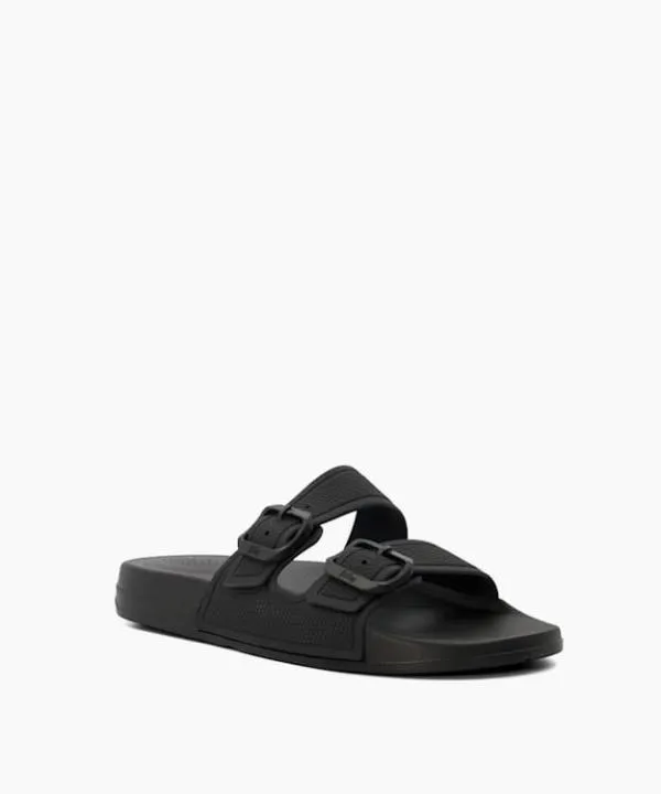 Dune London Flat Sandals Iqushion Strap Black Double Buckle Strap Sliders Dune London Black 8211 Women