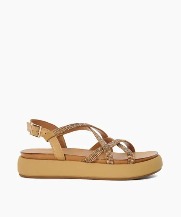 Dune London Flat Sandals Ledge Camel Chunky Embellished Sandals Dune London Brown 8211 Women