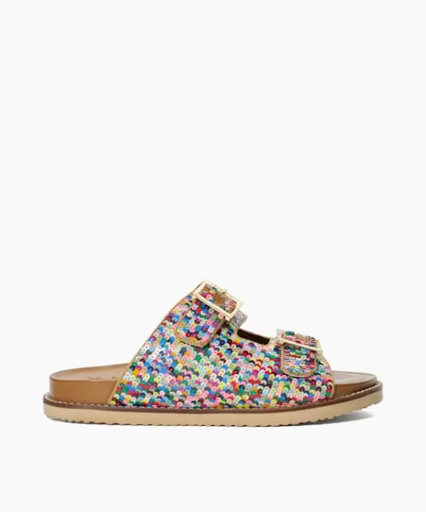 Dune London Flat Sandals Lequin Multi Two Strap Sequin Sandals Dune London Multi 8211 Women