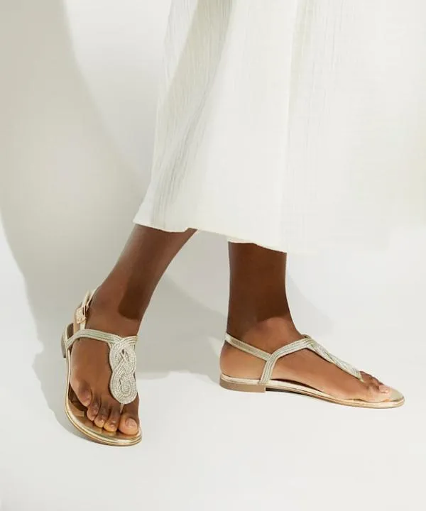 Dune London Flat Sandals Logics Gold ThongStrap Flat Sandals Dune London Metallic 8211 Women