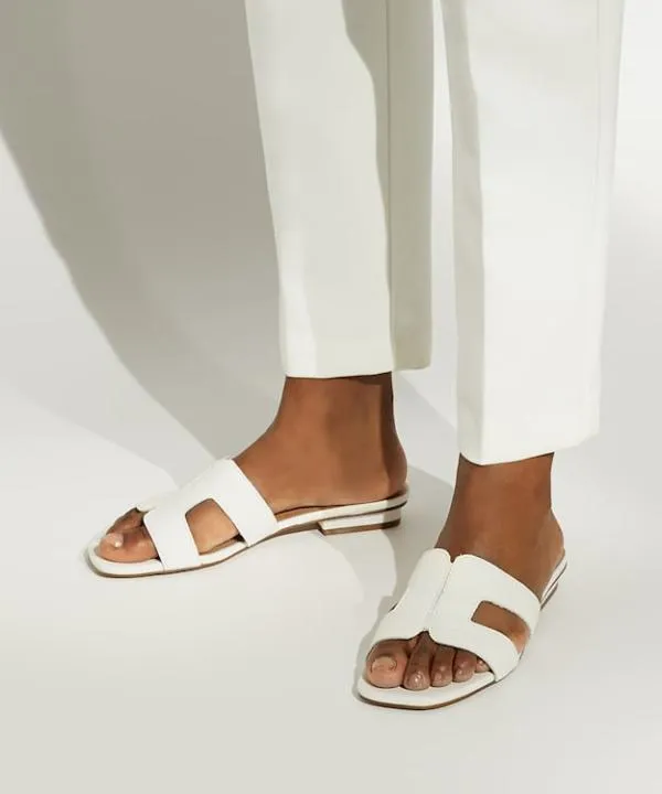 Dune London Flat Sandals Loupe White Smart Slider Sandals Dune London White 8211 Women